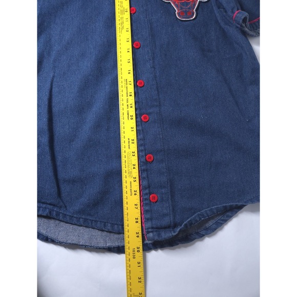Vtg Y2K Chicago Bulls NBA Denim‎ Button Up Jersey Mens L Streetwear Hip-Hop - Picture 13 of 13